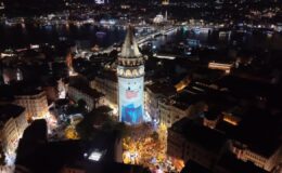 Dezenformasyonla mücadele mesajları Galata Kulesi’ne yansıtıldı