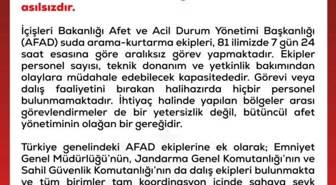 DMM, ‘AFAD dalgıçlarının toplu olarak görevi bıraktığı’ iddialarını yalanladı
