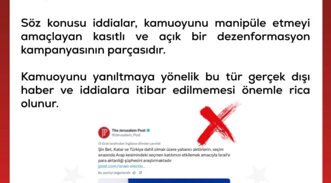 DMM, ‘Türkiye’nin İsrail’deki seçimlere müdahale ettiği’ iddialarını yalanladı